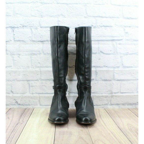 LL Bean Black Leather Side Zip Tall Riding Boots Brazil Made 9 Wide - Picture 4 of 12